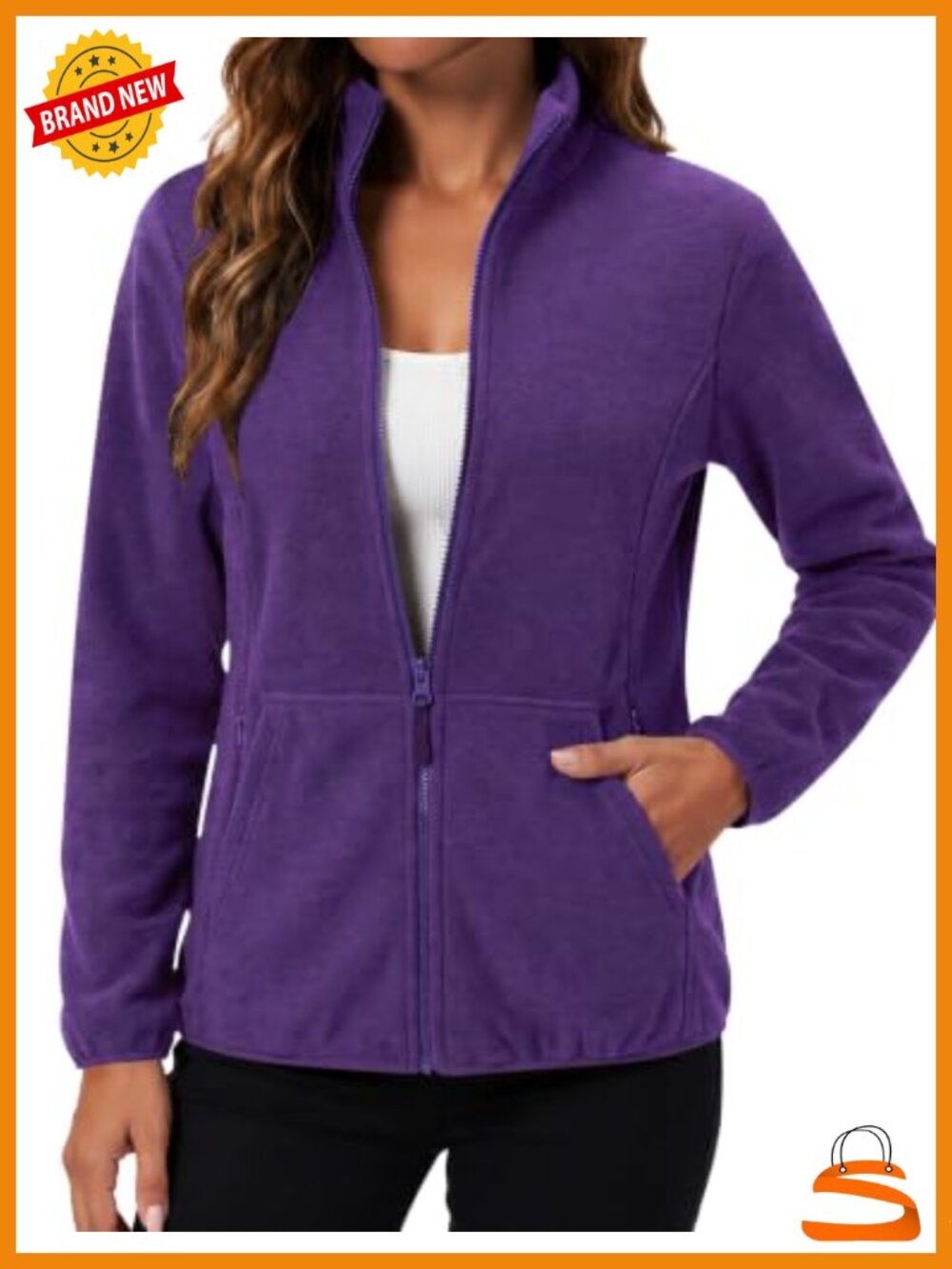 LOMON Women Fleece Jacket Full Zip Lightweight 6 Pockets Coat